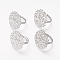 Brass Filigree Ring Bases, Adjustable, Lead Free, Cadmium Free and Nickel Free, Platinum Color, Plated,Size: Ring: 18~19mm in diameter, 1mm thick, Tray: about 25mm in diameter, 0.8mm thick