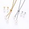 304 Stainless Steel Jewelry Sets, Slider Necklaces and Stud Earrings, with Acrylic Imitation Pearl, Round, Mixed Color, Necklace: 23.62 inch(60cm), 2mm, Earrings: 20x8mm, Pin: 0.8mm