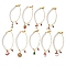 Christmas Theme Glass & Alloy Enamel Charm Bracelets, Brass Paperclip Chains Bracelets with Plastic Imitation Pearl Beads, Mixed Shapes, 8-5/8 inch(22cm)