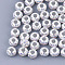 Polymer Clay Rhinestones European Beads, Large Hole Beads, with Platinum Tone Brass Single Cores, Rondelle, Crystal AB, 11x8mm, Hole: 4.5mm