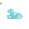 Resin Dog Display Decoration, with Natural Aquamarine Chips inside Statues for Home Office Decorations, 48x30mm