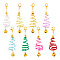 Christmas Tree Aluminum Wire & Alloy Pendant Decoration, with Alloy Lobster Claw Clasps, Mixed Color, 55mm, 16pcs/set