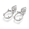 Brass Pendant Cabochon Settings, Prong Settings, with Cubic Zirconia, Rhinestone Claw Settings, Prong Settings, Oval, Platinum, Tray: 18x13mm, 21x13.5x3.5mm, Hole: 2x7mm