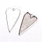 Tibetan Style Alloy Big Pendant Cabochon Settings, Plain Edge Bezel Cups, Lead Free & Cadmium Free & Nickel Free, Heart, Antique Silver, Tray: 40x25.5mm, 53.5x30x4mm