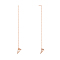 925 Sterling Silver Thread Earrings, with Micro Pave AAA Cubic Zirconia, Triangle, Rose Gold, 130mm