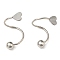 Tarnish Resistant 304 Stainless Steel Spiral Stud Earrings, with 201 Stainless Steel Beads, Heart Ear Studs for Women, Stainless Steel Color, 17~18.5x11x9.8mm