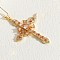 Cross Brass Micro Pave Cubic Zirconia Pendant Necklaces, Golden, Light Salmon, 17.72 inch(45cm)