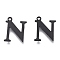 304 Stainless Steel Charms, Laser Cut, Alphabet, Electrophoresis Black, Letter.N, 12.5x10x0.8mm, Hole: 1mm