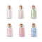 6Pcs Glass Bottles Pendants, with Cork Stopper and Acrylic Beads, Iron, Mixed Color, 42~43x16x16mm, Hole: 2mm