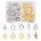 50Pcs 10 Styles 201 & 304 & 306 Stainless Steel Charms, Laser Cut, Clover & Flower & Leaf, Mixed Color, 10.7~14x6~12.5x0.5~0.9mm, Hole: 0.8~1.5mm, 5pcs/style