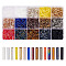 2250Pcs 15 Colors Glass Bugle Beads, Transparent Colours, Mixed Color, 9x2~3mm, Hole: 0.5mm, 150pcs/color