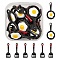 20Pcs 2 Style Spray Painted Alloy Enamel Pendants, Spatula & Pan with Egg, Black, 24~28x7.5~14x3~4mm, Hole: 1.5~1.8mm, 10pcs/style