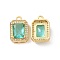 Octagon Rectangle Brass Micro Pave Cubic Zirconia Charms, Cadmium Free & Nickel Free & Lead Free, Real 18K Gold Plated, Medium Aquamarine, 14x9.5x5mm, Hole: 1.5mm