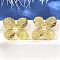 Flower Brass Stud Earrings, with ABS Plastic Beads, Lead Free & Cadmium Free, Long-Lasting Plated, Real 18K Gold Plated, 35.5x33mm