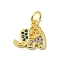 Real 18K Gold Plated Brass Pave Cubic Zirconia Pendants, Cadmium Free & Nickel Free & Lead Free, with Jump Rings, Elephant, Colorful, 12x12x2mm, Hole: 3mm