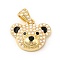 Rack Plating Brass Enamel Pendants, with Plastic Imitation Pearl, Cadmium Free & Lead Free, Real 18K Gold Plated, Bear, White, 19x22.5x7mm, Hole: 4x6mm