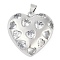 Rack Plating Heart Brass Micro Pave Clear Cubic Zirconia Pendants, Long-Lasting Plated, Cadmium Free & Lead Free, Platinum, 31x30.5x8mm, Hole: 5x4mm