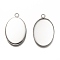 Non-Tarnish 304 Stainless Steel Pendant Cabochon Settings, Plain Edge Bezel Cups, Oval, Stainless Steel Color, Tray: 25x18mm, 29.5x19x1.5mm, Hole: 2.5mm
