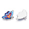 Printed Alloy Pendants, with Enamel, Butterfly, Platinum, Blue, 24.5x16x2mm, Hole: 2mm
