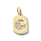 Moon Theme Brass Micro Pave Clear Cubic Zirconia Charms, with Jump Ring, Cadmium Free & Nickel Free & Lead Free, Real 18K Gold Plated, Rectangle, 13.5x8.5x1.5mm, Hole: 3mm