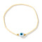 1Pc Glass Seed Beads Stretch Bracelets, Lampwork Evil Eye Jewelry for Women, Cornsilk, Inner Diameter: 6-7/8 inch(17.5cm)