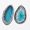 Nuggets Natural Agate Big Pendants, with Platinum Plated Brass Findings and Rhinestones, Dyed, Sky Blue, 50~95x25~60x4~8mm, Hole: 2mm