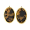 304 Stainless Steel Resin Pendants, Ion Plating(IP), Real 18K Gold Plated, Oval, 40.5x25x5mm, Hole: 1.8mm