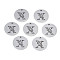 Non-Tarnish 304 Stainless Steel Charms, Laser Cut, Designed Letter Engraved, Flat Round, Stainless Steel Color, Letter.X, 14x1mm, Hole: 1.2mm
