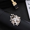 Imitation Pearl Alloy Brooch, with Crystal Rhinestone, Flower, 70x50mm