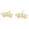 Crown Brass Micro Pave Cubic Zirconia Stud Earrings, Long-Lasting Plated, Lead Free & Cadmium Free, Real 18K Gold Plated, 7x16mm