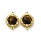 Brass Clear Cubic Zirconia Flat Round Links Connector Charms, Cadmium Free & Nickel Free & Lead Free, with Natural Tiger Eye, Real 18K Gold Plated, 14.5x11x5mm, Hole: 1mm