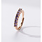 Flat Round Brass Micro Pave Cubic Zirconia Finger Rings, Golden, Purple, Inner Diameter: Adjustable