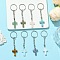 Gemstone Cross Keychain, with Iron Split Key Rings, 90mm, 8pcs/set