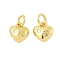 Brass Charms, Heart & Dog Paw Print Charms, Rack Plating, Long-Lasting Plated, Cadmium Free & Lead Free, with Jump Ring, Real 18K Gold Plated, 8x8x3.5mm, Hole: 3.4mm