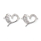 Brass Micro Pave Clear Cubic Zirconia Links, Long-Lasting Plated, for Mother's Day, Heart with Word Mami, Platinum, 22x26x3mm, Hole: 1.2mm