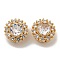 Brass Micro Pave Cubic Zirconia Beads, Nickel Free, with Glass, Clear, Round, Real 18K Gold Plated, 11.5x7mm, Hole: 1.2mm
