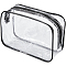 3Pcs Transparent PVC Cosmetic Zipper Pouches, Waterproof Clutch Bags, Black, 185x130x64mm