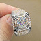 Square Alloy with Crystal Rhinestone Finger Rings, Platinum, US Size 8(18.1mm)