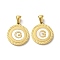 Ion Plating(IP) 304 Stainless Steel Pendants, Flat Round Shell Charms with Letter, Golden, Letter G, 20.5x17.5x1.5mm, Hole: 2.5x4.5mm