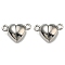 Rack Plating Alloy Magnetic Clasps, Cadmium Free & Lead Free, Heart, Long-Lasting Plated, Platinum, 9.5x15x6.5mm, Hole: 1.4mm