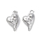 Brass Micro Pave Cubic Zirconia Pendants, Cadmium Free & Nickel Free & Lead Free, Heart Charms, Platinum, 14.5x8.5x4.5mm, Hole: 1.2mm