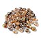Resin European Beads, with Platinum Plated Brass Core, Rondelle, Coconut Brown, 13.5x9mm, Hole: 5mm