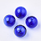 Handmade Blown Glass Beads, Round, Blue, 16x16mm, Hole: 1~1.6mm