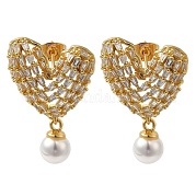 Серьги-гвоздики из латуни с микропаве EJEW-G403-10G