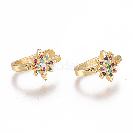 Серьги-манжеты с цирконом из позолоченной латуни EJEW-L244-25G-1