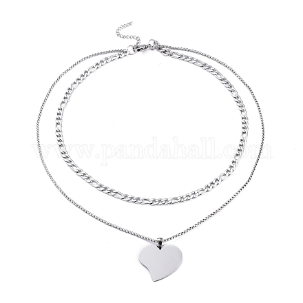 Двухслойные ожерелья из нержавеющей стали марки 304 NJEW-M181-12P-1