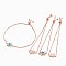 Adjustable Brass Bolo Bracelets, Slider Bracelets, with Synthetic Opal, Sun, Rose Gold, Mixed Color, 9-7/8 inch(25cm), Link: 13x18x2.5mm