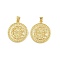 Brass Pendants, Flat Round Charms, Rack Plating, Lead Free & Cadmium Free, Long-Lasting Plated, Real 18K Gold Plated, 25x21.5x2.5mm, Hole: 5x3.5mm