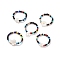 Shell & Glass Beaded Stretch Finger Ring for Women, Mixed Patterns, US Size 7 3/4(17.9mm)
