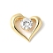 Brass Micro Pave Clear Cubic Zirconia Pendants, Cadmium Free & Lead Free, Heart, Real 18K Gold Plated, 22.5x24x8mm, Hole: 4x5mm